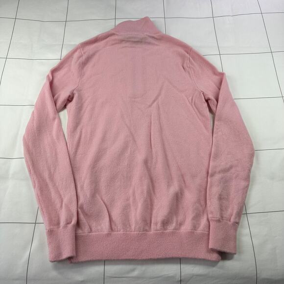 Ralph Lauren Golf Sweater Womens Medium Pink 100% Cashmere Quarter Zip Preppy - Picture 2 of 6